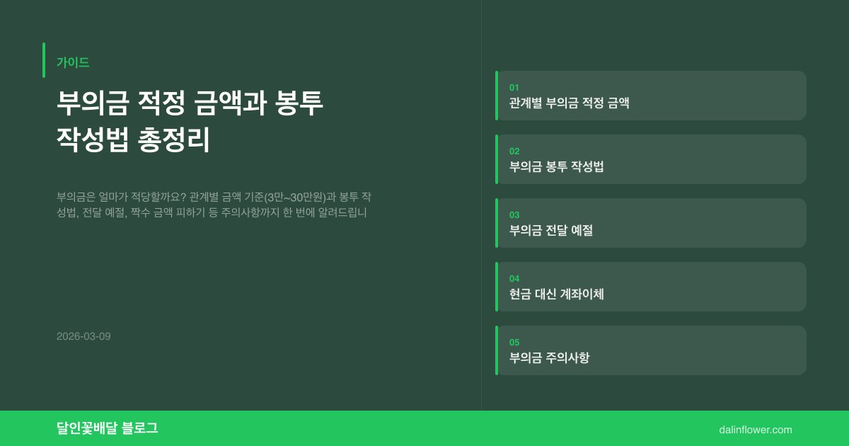 부의금 적정 금액과 봉투 작성법 총정리 | 달인꽃배달 가이드