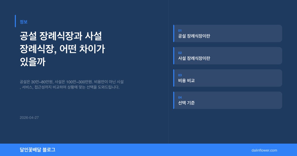 공설 장례식장과 사설 장례식장, 어떤 차이가 있을까 | 달인꽃배달 정보