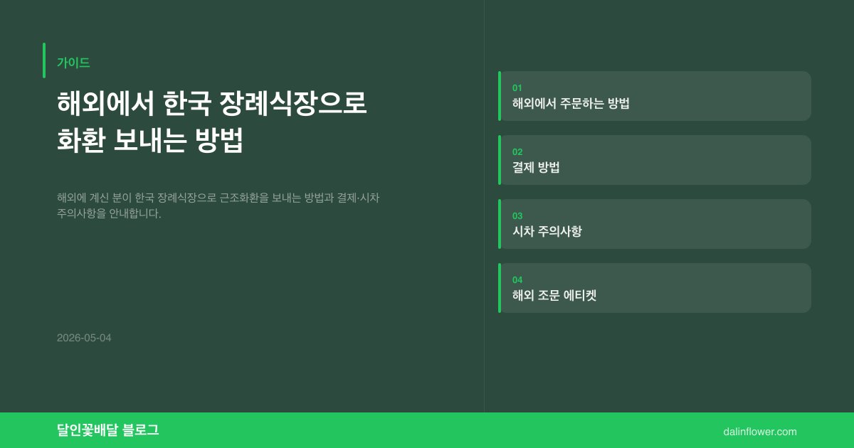 해외에서 한국 장례식장으로 화환 보내는 방법 | 달인꽃배달 가이드