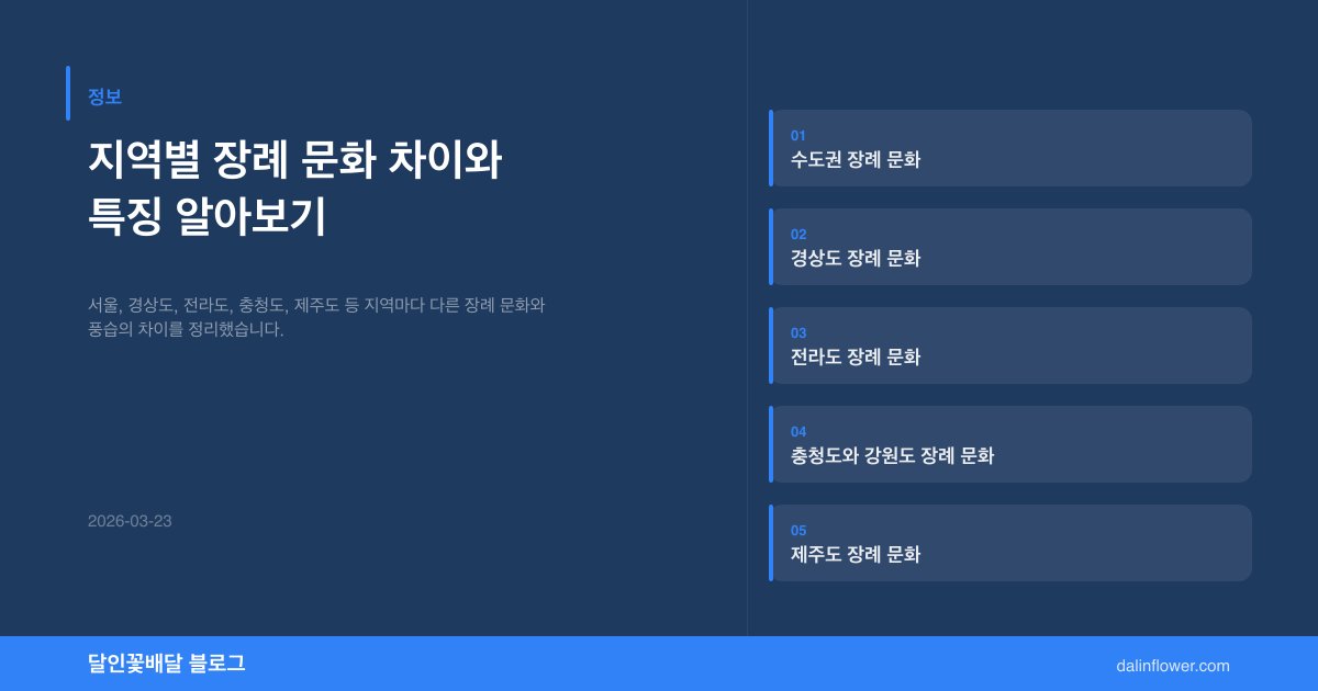 지역별 장례 문화 차이와 특징 알아보기 | 달인꽃배달 정보