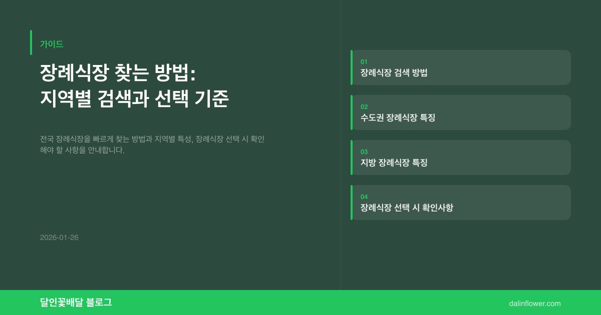 장례식장 찾는 방법: 지역별 검색과 선택 기준 | 달인꽃배달 가이드